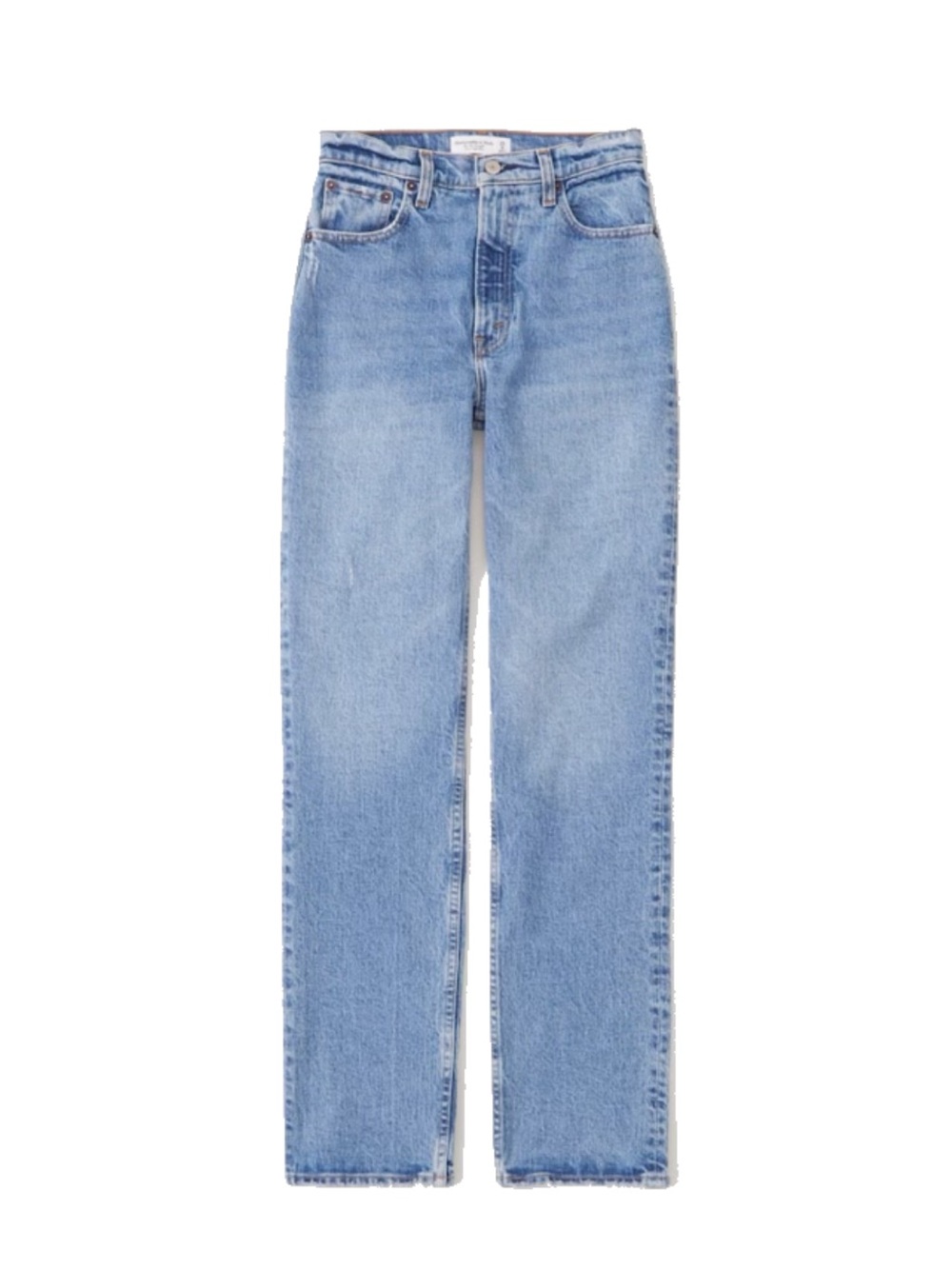 Abercrombie & Fitch ultra high rise Straight-Leg Jeans in Light Blue Wash